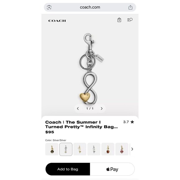 COACH The Summer I Turned Pretty Infinity Bag Charm - Picture 1 of 10